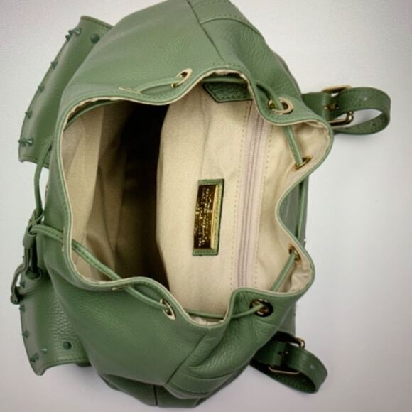 NWT Valentino Backpack Rockstud Green Leather Authentic - Picture 3 of 16